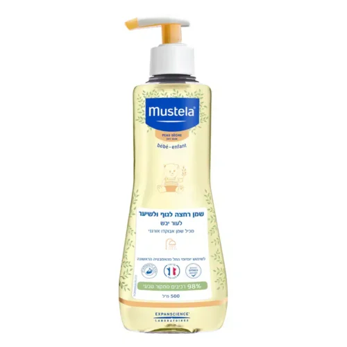 Mustela | שמן רחצה לגוף ולשיער לעור יבש