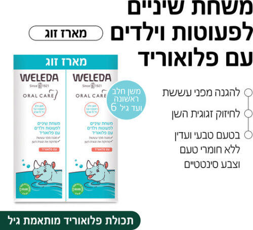 Alternative view of משחת שינים לפעוטות וילדים עם פלואוריד מארז זוג וולדה